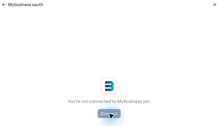 מסך MyBusiness לפני חיבור החשבון; כפתור Connect מופיע באפור