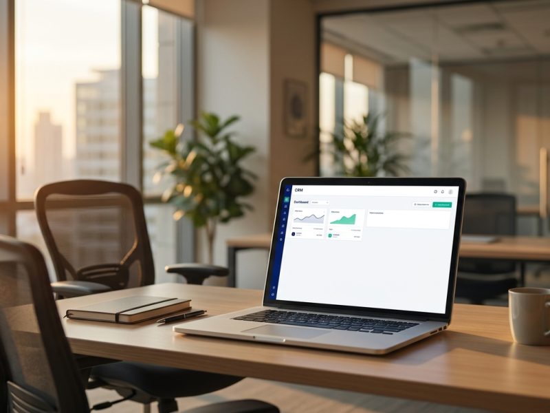 שולחן עבודה ריק עם מערכת CRM פתוחה — סמל למערכת שלא נכנסה לשימוש